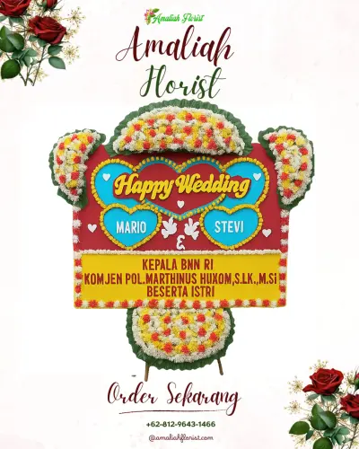 Karangan Papan Bunga Pernikahan di Sukamenanti